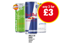 Red Bull Original, Coconut, Summer - Ay 3 for £3 at Premier