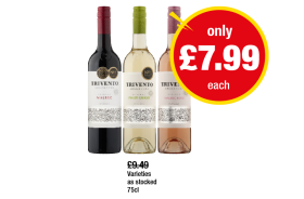 Trivento Malbec, Pinot Grigio, Malbec Rosé - Now Only £7.99 each at Premier