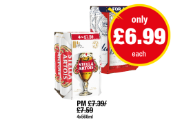 Budweiser, Stella Artois - Now Only £6.99 at Premier