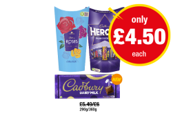 Cadbury Roses, Heroes, Cadbury Bar - Now Only £4.50 at Premier