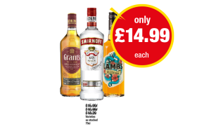 Grants, Smirnoff, Lambs Rum - Now Only £14.99 at Premier