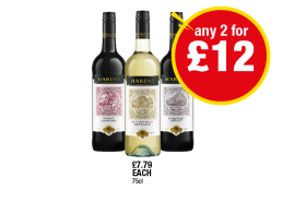 Hardy's Shiraz Cabernet, Chardonnay Semillon, Cabernet Merlot - Any 2 for £12 at Premier