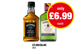 Jack Daniels Whiskey, Jameson Whiskey - Now Only £6.99 at Premier