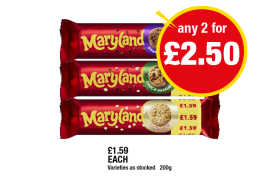 Maryland Double Choc, Choc & Hazelnut, White Choc - Any 2 for £2.50 at Premier