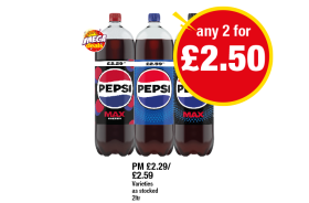 Pepsi, Pepsi Max, Cherry Max - Any 2 for £2.50 at Premier