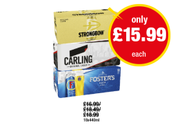 Strongbow, Carling, Fosters - Now Only £15.99 at Premier