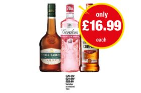 Vsop Three Barrell, Gordon's Pink Gin, Southern Comfort - Now Only £16.99 at Premier