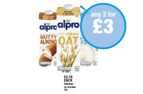 Alpro Nutty Almond, Creamy Oat, Protein Soya - Any 2 for £3 at Premier