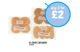 Bakery Select Soft White Rolls, Large, Finger Rolls - Any 2 for £2 at Premier