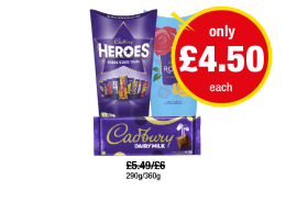 Cadbury Heroes, Roses, Dairy Milk - Now Only £4.50 at Premier