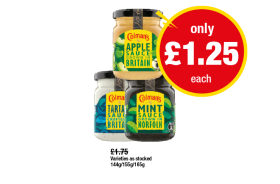 Colman's Apple Sauce, Tartare Sauce, Mint Sauce - Now Only £1.25 at Premier