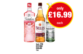 Gordon's Premium Pink, Bell's Whiskey, Bacardi - Now Only £16.99 at Premier