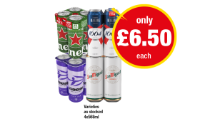 Heineken, Kronenbourg, Strongbow Dark Fruit, San Miguel - Now Only £6.50 at Premier