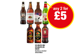 Henry Westons, Rekorderlig, Old Mout Cider Berries & Cherries, Thatchers Katy, Kopparberg Mixed Fruit, Strawberry & Lime, Bulmers - Any 2 for £5 at Premier