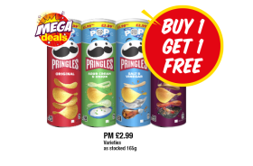 Pringles Original, Sour Cream & Onion, Salt & Vinegar, Texas BBQ - Buy 1 Get 1 FREE at Premier