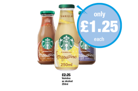 Starbucks Frappuccino Creamy Coffee, Vanilla, Mocha Delight - Now Only £1.25 at Premier