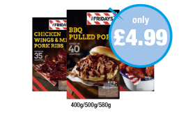 TGI Friday's Chicken Wings & Pork Ribs, BBQ Pulled Pork, Buffalo Chicken Wings - Now Only £4.99 at Premier