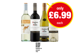 Yellow Tail Jammy White Roo, Casillero Del Diablo Malbec, Chardonnay, Pinot Grigio - Now Only £6.99 at Premier