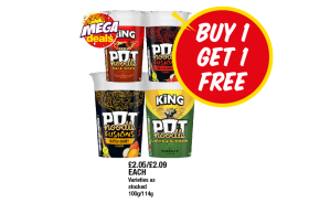 Pot Noodle Beef & Tomato, Chicken & Mushroom, Fusions Chilli Chicken, Katsu Curry - Buy 1 Get 1 FREE at Premier