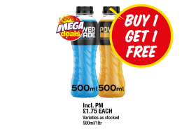 Power Ade Berry & Tropical Fruits, Mango - Buy 1 Get 1 FREE at Premier