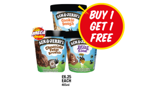 Ben & Jerry's Cookie Dough, Chocolate Fudge Brownie, Phish Food - Buy 1 Get 1 FREE at Premier