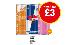 Red Bull, Apricot Edition, Pink Edition - Any 3 for £3 at Premier