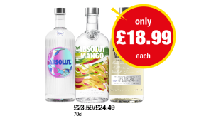 Absolut, Mango, Vanilia - Now Only £18.99 each at Premier