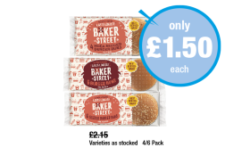 Baker Street Burger Buns, Seeded, Mega Seeded - Now Only £1.50 each at Premier
