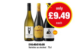 Dark Horse Chardonnay, Campo Viejo Rioja, Greasy Fingers Luscious Red - Now Only £9.49 each at Premier