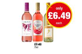 Echo Falls White Zinfandel, Blossom Hill Zinfandel, Barefoot Riesling - Now Only £6.49 each at Premier