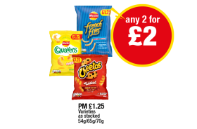 French Fries Cheese & Onion, Quavers, Cheetos Twisted Sweet & Spicy - Any 2 for £2 at Premier