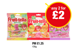 Fruitella Duo Stix, Juicy Chews, Strawberry Mix - Any 2 for £2 at Premier