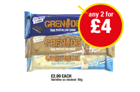 Grenade Oreo, Caramel, White Chocolate Cookie - Any 2 for £4 at Premier