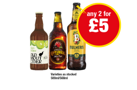 Old Mout Cider Kiwi & Lime, Kopparberg Mixed Fruits, Bulmers - Any 2 for £5 at Premier