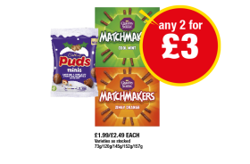 Cadbury Puds Mini, Matchmakers Cool Mint, Zingy Orange - Any 2 for £3 at Premier