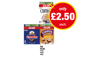 Cheerios, Shreddies, Curiously Cinnamon - Now Only £2.50 at Premier