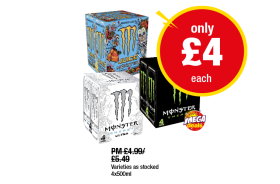 Monster Energy Original, Ultra, Juiced Mango - Now Only £4 at Premier