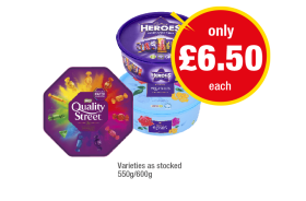 Quality Street Box, Heroes, Roses - Now Only £6.50 each at Premier