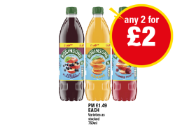 Robinsons Apple & Blackcurrant, Orange, Summer Fruits - Any 2 for £2 at Premier