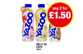 Yazoo Strawberry, Banana, Milkshake - Any 2 for £1.50 at Premier